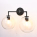 Бра RH Utilitaire Globe Shade Double Sconce Black