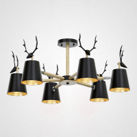 Потолочная люстра с рожками DEER B6 Black