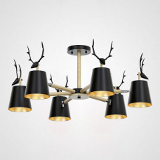 Потолочная люстра с рожками DEER B6 Black
