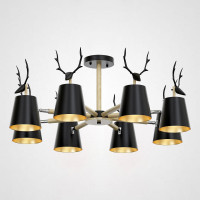 Потолочная люстра с рожками DEER B8 Black