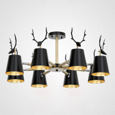 Потолочная люстра с рожками DEER B8 Black