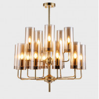 Люстра Agne Jakobsson Brass & Blue Glass Tube Chandelier in 1970 15 Коричневый