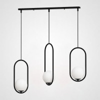 Подвесной светильник HOOP-TRIO Черный, Эллипс S+L+S, Планка