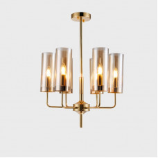 Люстра Agne Brass & Blue Glass Tube Chandelier in 1970 6 Коричневый