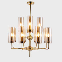 Люстра Agne Brass & Blue Glass Tube Chandelier in 1970 12 Коричневый