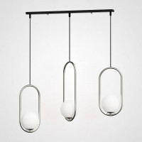 Подвесной светильник HOOP-TRIO Серебро, Эллипс S+L+S, Планка