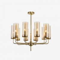Люстра Agne Brass & Blue Glass Tube Chandelier  in 1970 10 Коричневый
