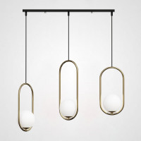 Подвесной светильник HOOP-TRIO Латунь, Эллипс L+S+L, Планка